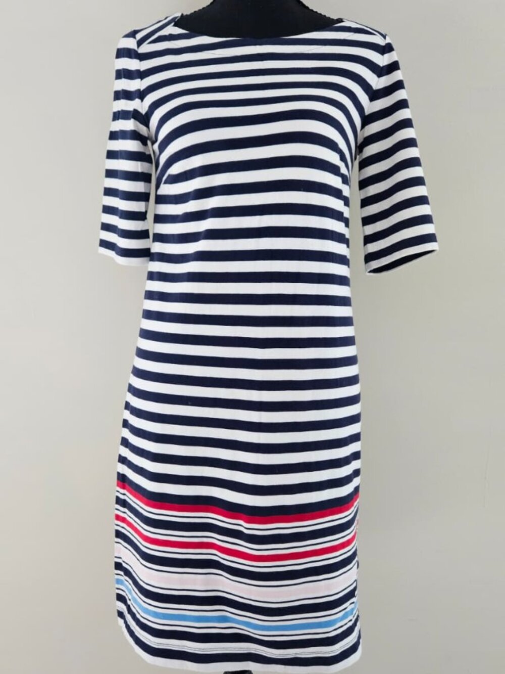 Tommy Hilfiger Nautical Navy and White Striped Short Sleeve Summer Dress